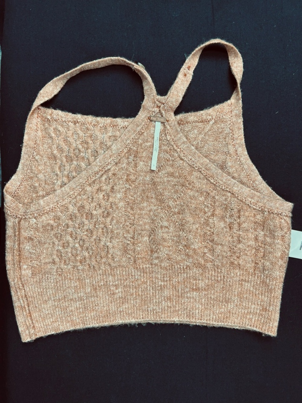 Free People NEW Cable Knit Crop Tank Top in Camel - Picture 7 of 7